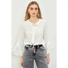 IO - Blusa Manga Larga Crudo Mujer