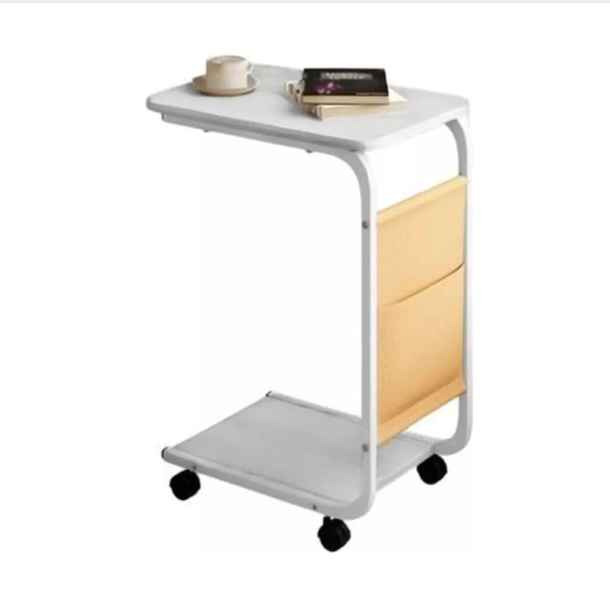 GENERICO - Mesa Auxiliar Latera De Madera Con Ruedas Mesita Notebook
