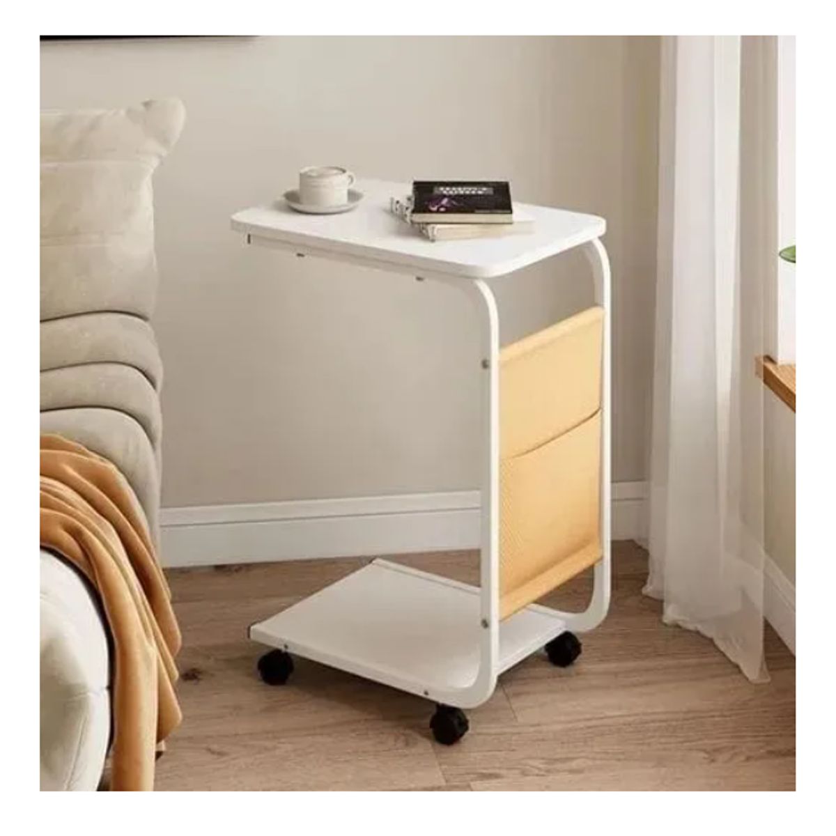 GENERICO - Mesa Auxiliar Latera De Madera Con Ruedas Mesita Notebook