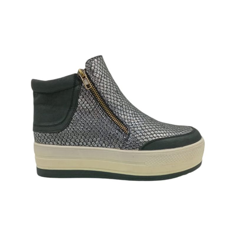 HERIEL - Zapatilla Plateada Plataforma Mujer.