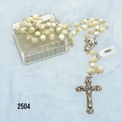 GENERICO - Rosario Católico Madreperla 5 mm. Hecho en Italia.