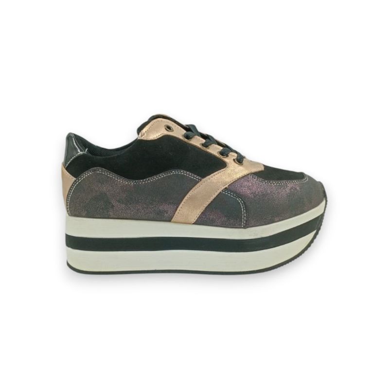 HERIEL - Zapatilla Negra Plataforma Mujer.