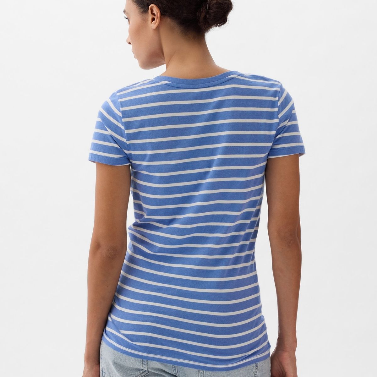 GAP - Polera Cuello V Manga Corta Mujer Azul