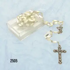 GENERICO - Rosario Católico Madreperla oval 4 x 6 mm. Hecho en Italia.