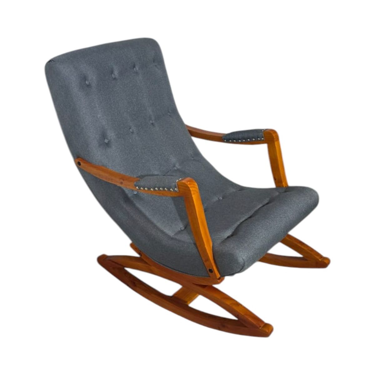 DISEÑOS VALESTRINI - SILLA MECEDORA LINO GRIS MEDIO