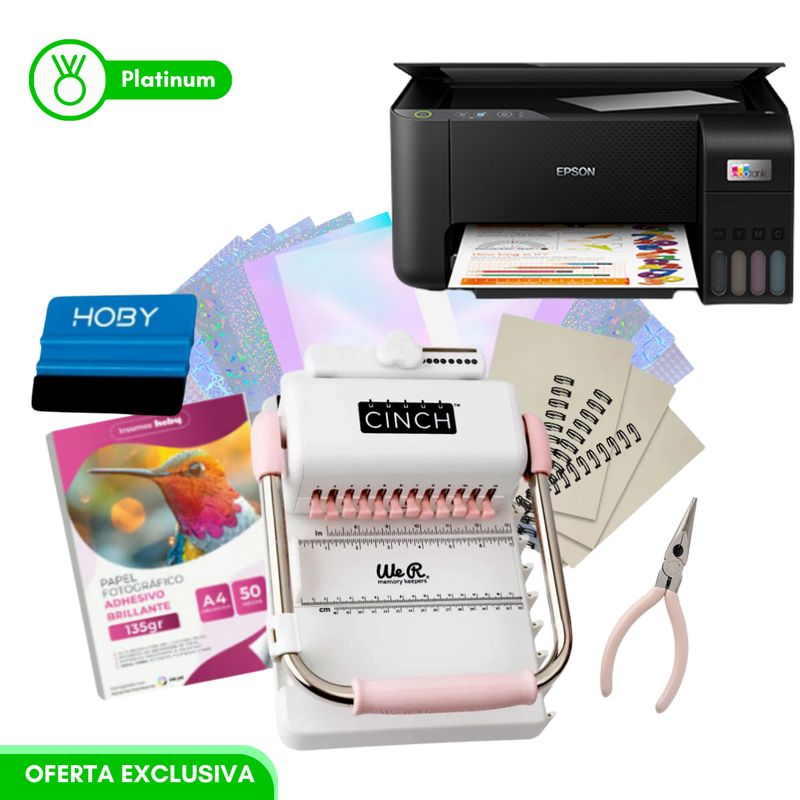 AMERICAN CRAFTS - Encuadernadora Cinch Rosada + impresora L3210 Epson SB79