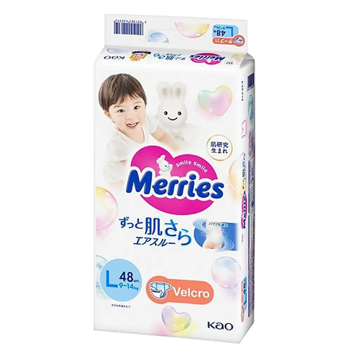 MERRIES - Pañal MERRIES velcro Talla L 48un 9-14kg