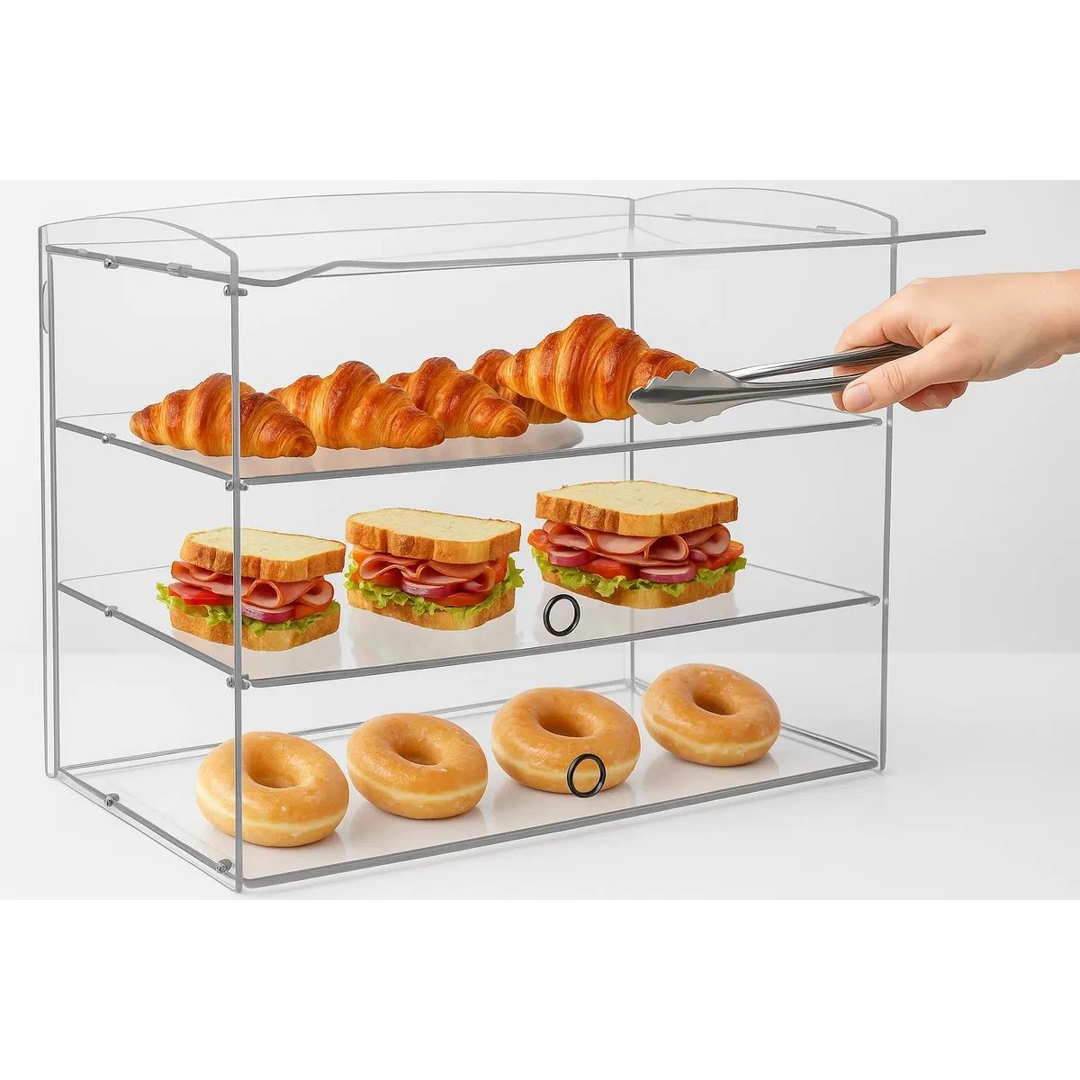 GENERICO - Exhibidor Acrílico Pasteles Panadería 3 Niveles.