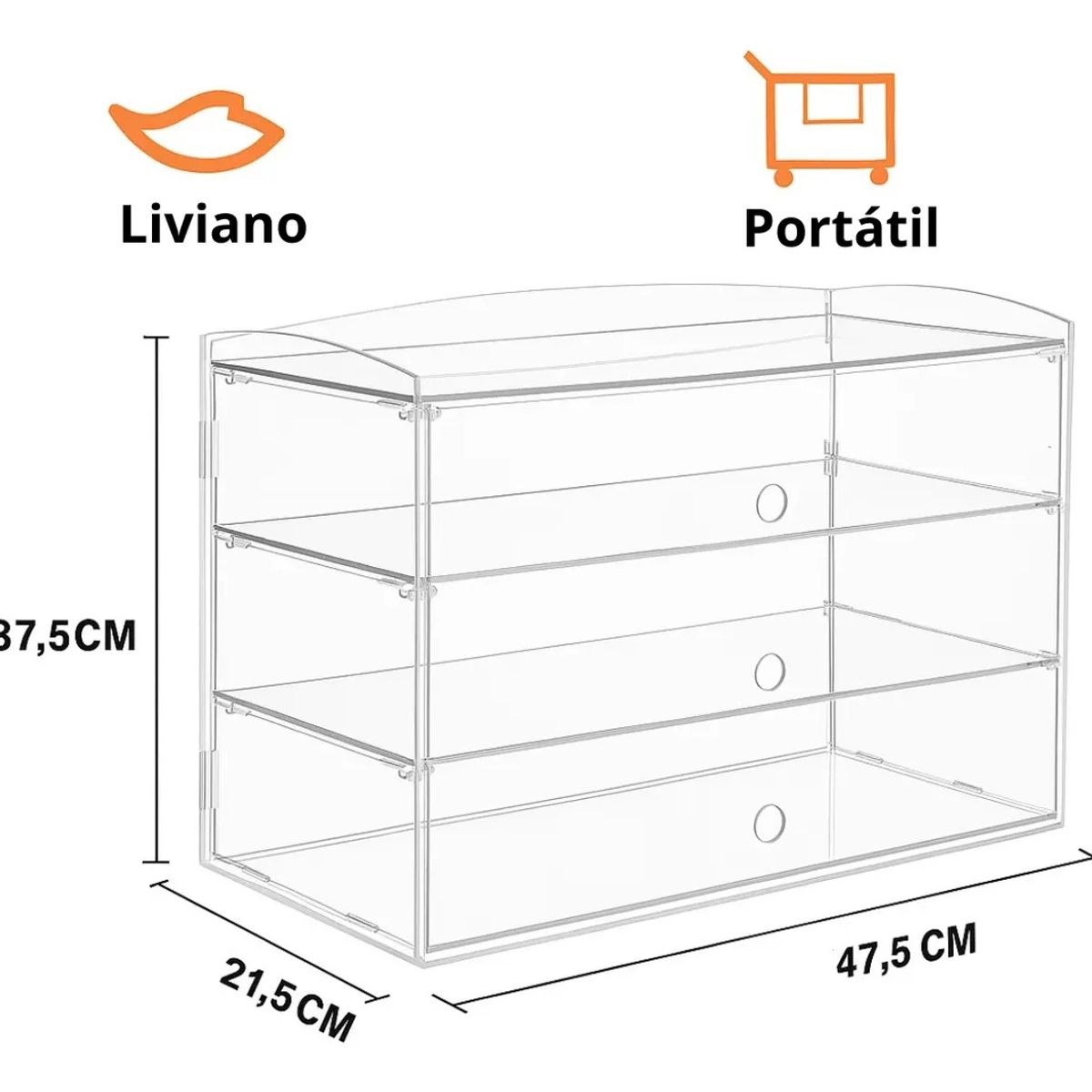 GENERICO - Exhibidor Acrílico Pasteles Panadería 3 Niveles.