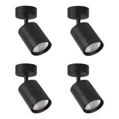 WANT - 4 Focos Aplique Sobrepuesto Dirigible Negro 7W Luz Cálida