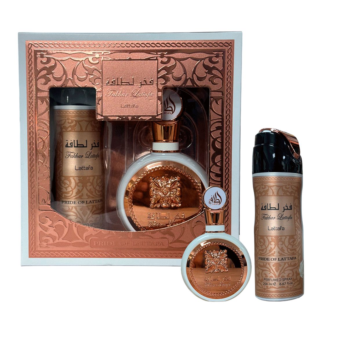 LATTAFA - SET LATTAFA FAKHAR  100ML + SPRAY EDP MUJER