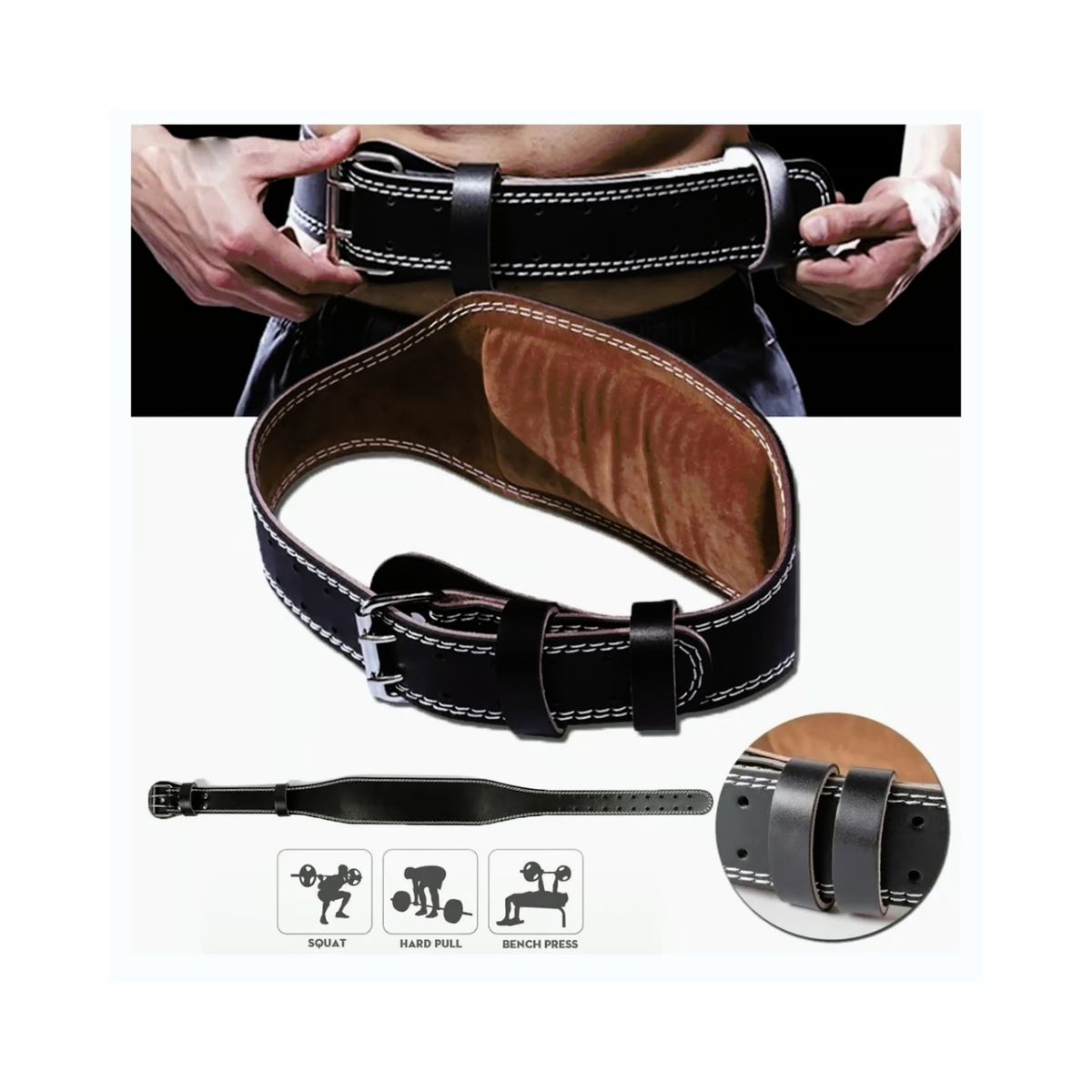 GENERICO - Cinturon De Levantamiento Pesas Ajustable Gym Cuero