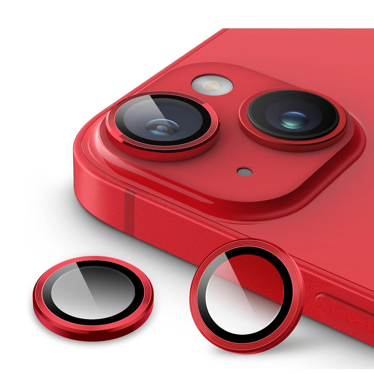 JOIGO - Protector de Lentes de Camara Para iPhone 14 / 14 Plus Metalizada Rojo