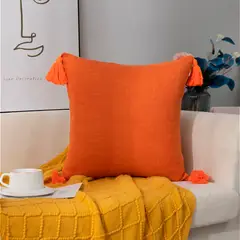 ALTERNATIVE - Funda Cojín Borla Decorativa Interior-Exterior Naranjo 615
