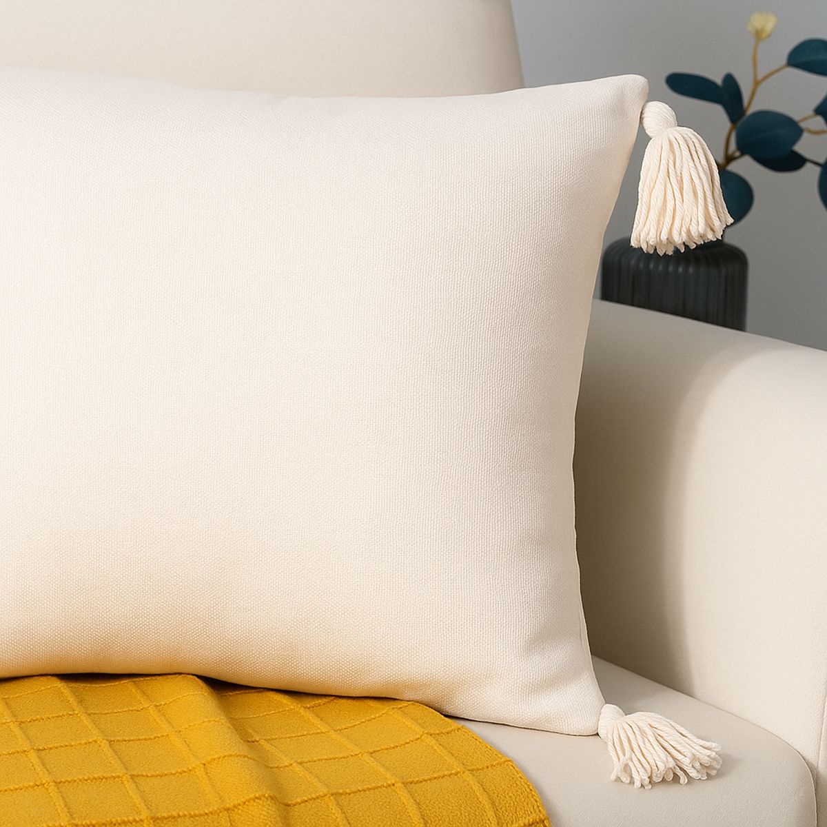 ALTERNATIVE - Funda Cojín Borla Decorativa Interior-Exterior Beige 615