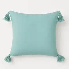 ALTERNATIVE - Funda De Cojín 45x45 Cm Turquesa Con Borlas Decorativas 6615