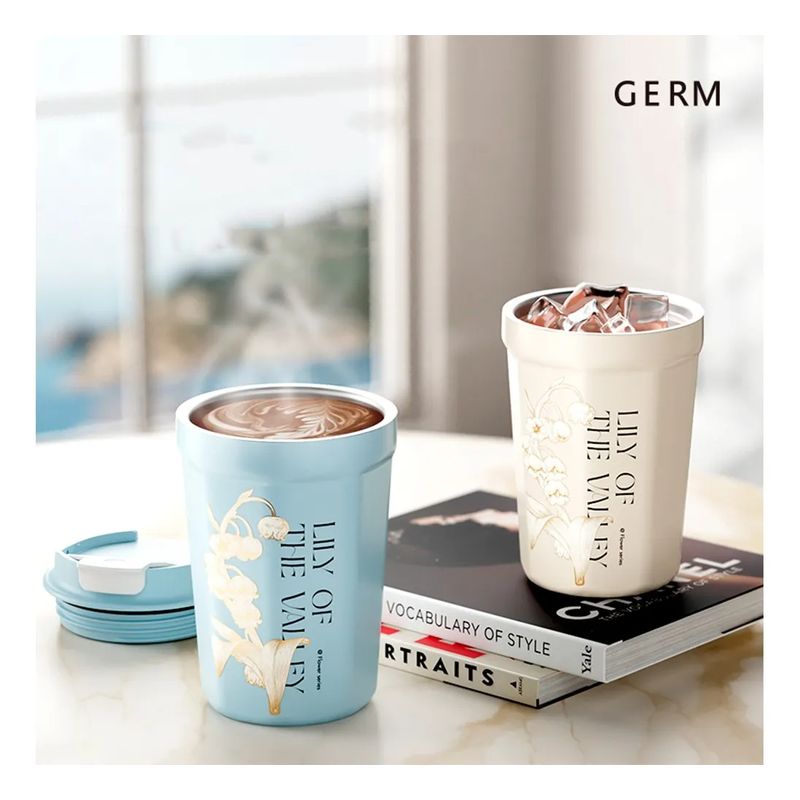 GENERICO - Germ Termo Botella de agua Mantiene Frío O Caliente 390ml lirio blanco