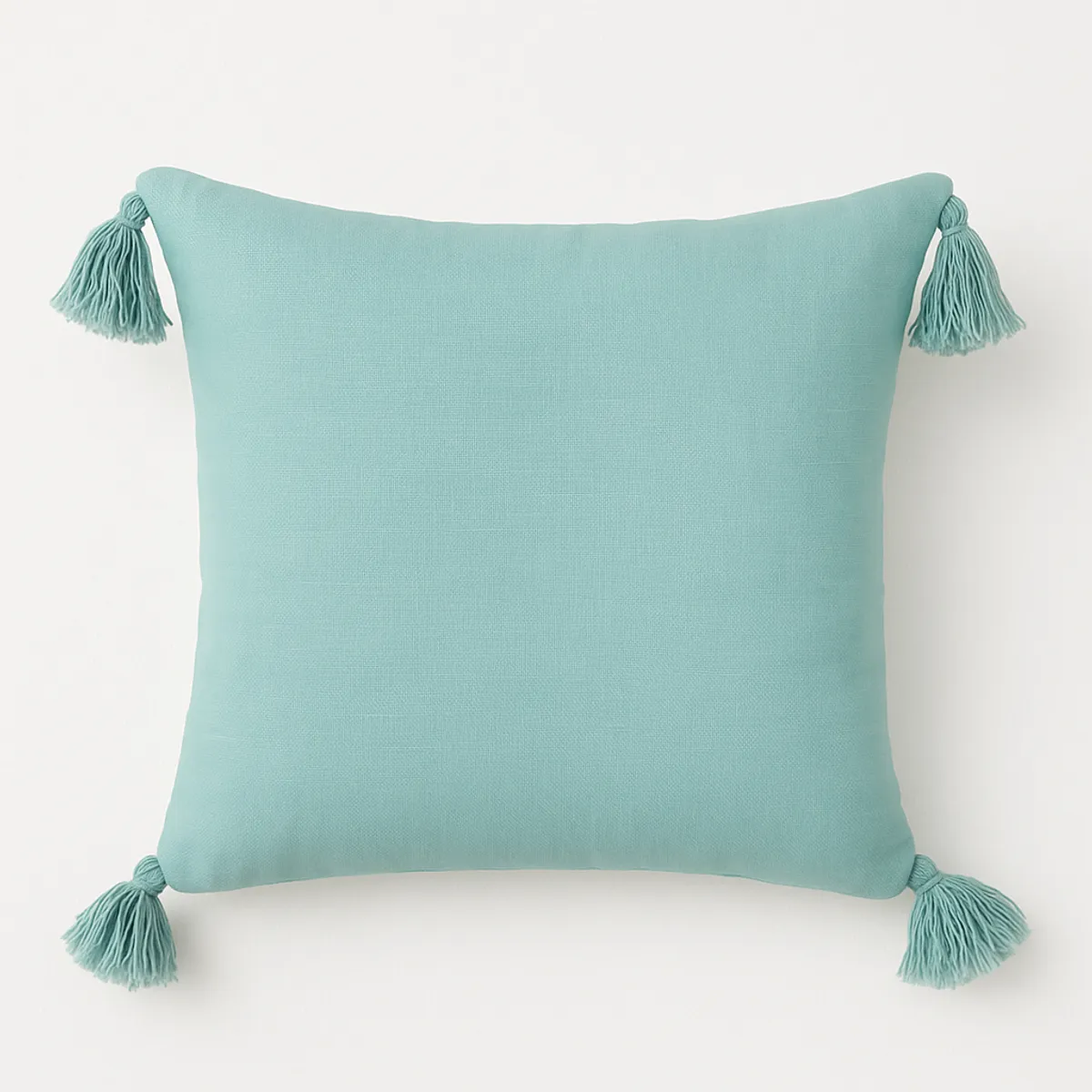 ALTERNATIVE - Funda De Cojín Diseño Moderno Turquesa Con Borlas 45x45 Cm 615