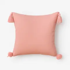 ALTERNATIVE - Funda De Cojín 45x45 Cm Diseño Delicado Rosa Con Borlas 615