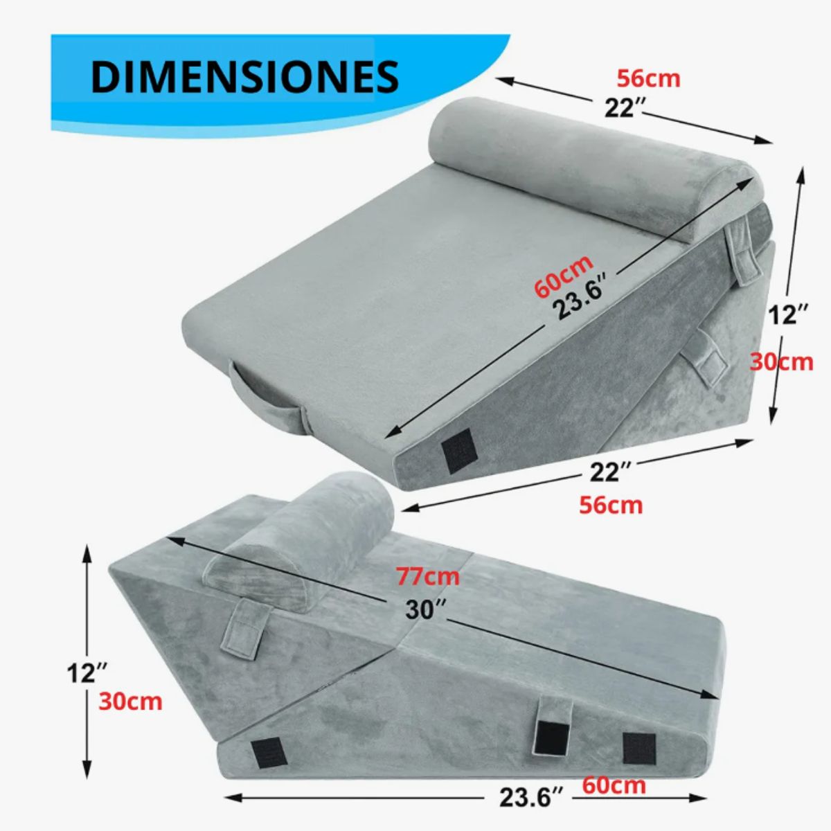 GENERICO - Almohada Cuña Cojín Espuma Viscoelástica Lumbar Cervical.
