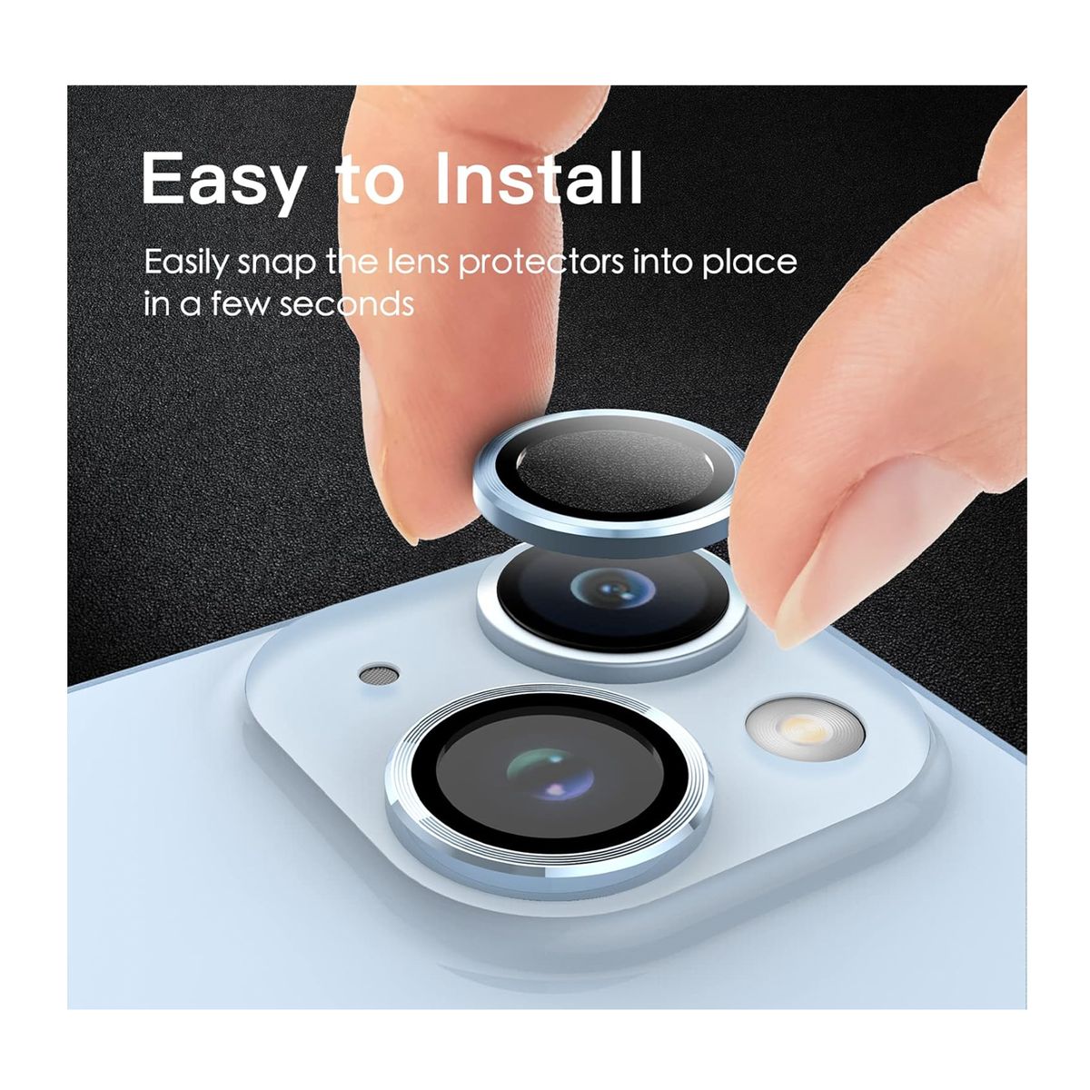 JOIGO - Protector de Lentes de Camara Para iPhone 14 / 14 Plus Metalizada Azul