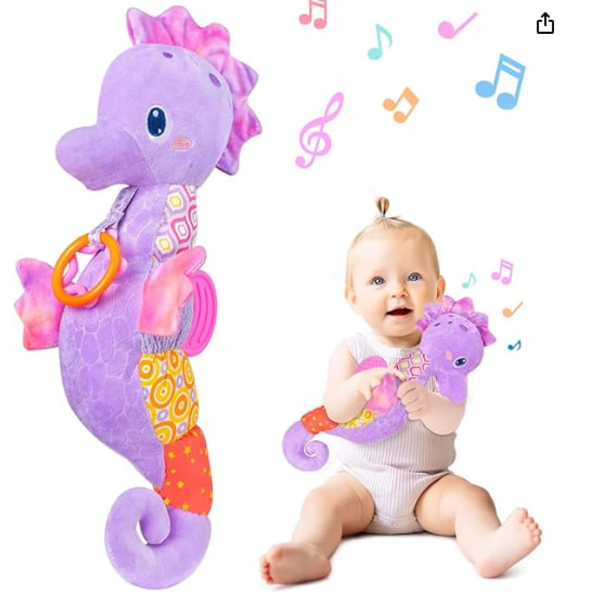 GENERICO - Juguete Sonajero Peluche Sonido mordedor Diseño Caballito De Mar