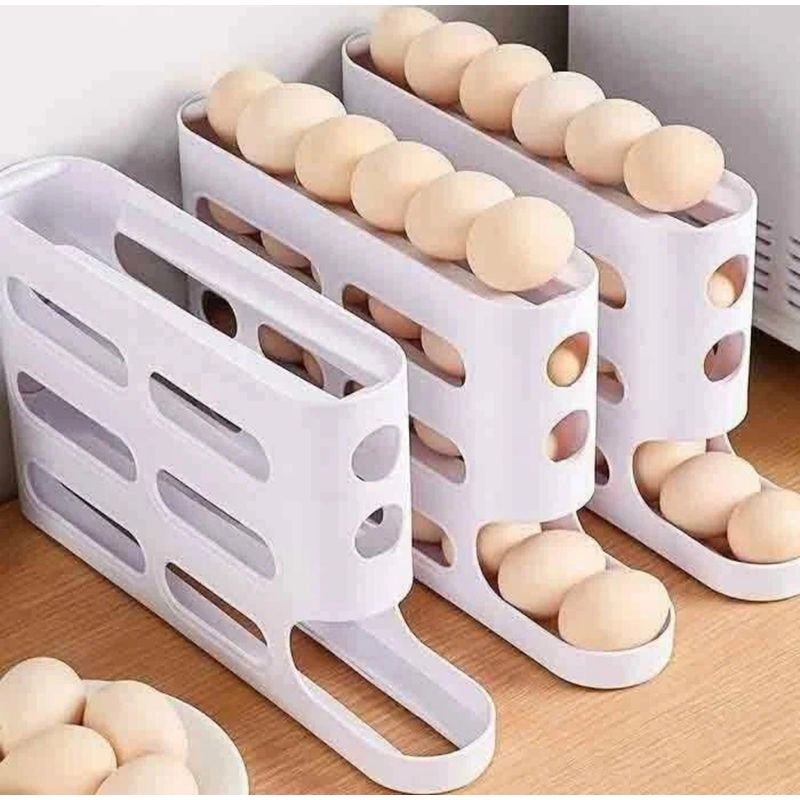 GENERICO - Organizador De Huevos Practico Dispensador Porta Huevos 26u Blanco