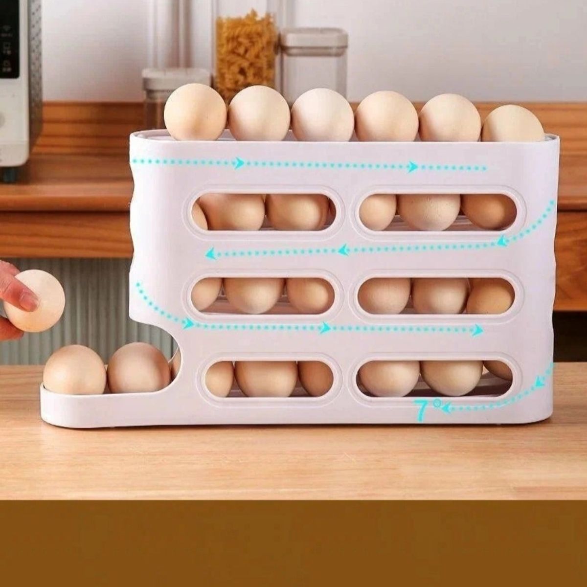 GENERICO - Organizador De Huevos Practico Dispensador Porta Huevos 26u Blanco
