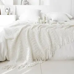ANGELES DEL HOGAR - MANTA DE SOFA MINIMALISTA ESTILO BOHO CHIC 130X220.