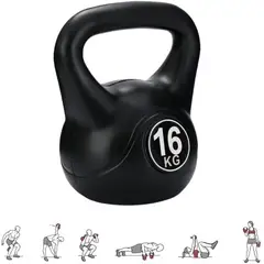 GENERICO - Pesa Rusa Kettlebell 16kg Entrenamiento Crossfit Fitness Color Negro