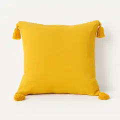 ALTERNATIVE - Funda Decorativa 45x45 cm - Amarillo y Borlas Chic - 615