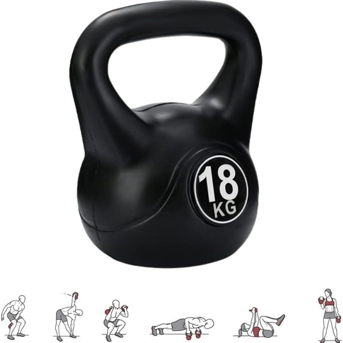 GENERICO - Pesa Rusa Kettlebell 18kg Entrenamiento  Crossfit  Fitness Color Negro