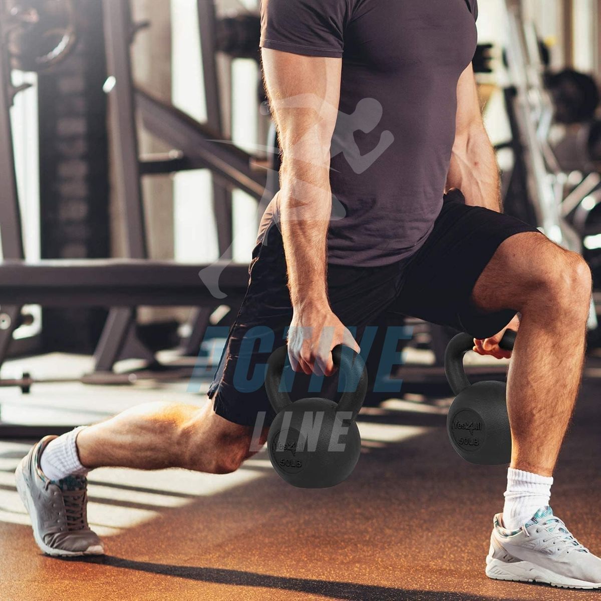 GENERICO - Pesa Rusa Kettlebell 18kg Entrenamiento  Crossfit  Fitness Color Negro