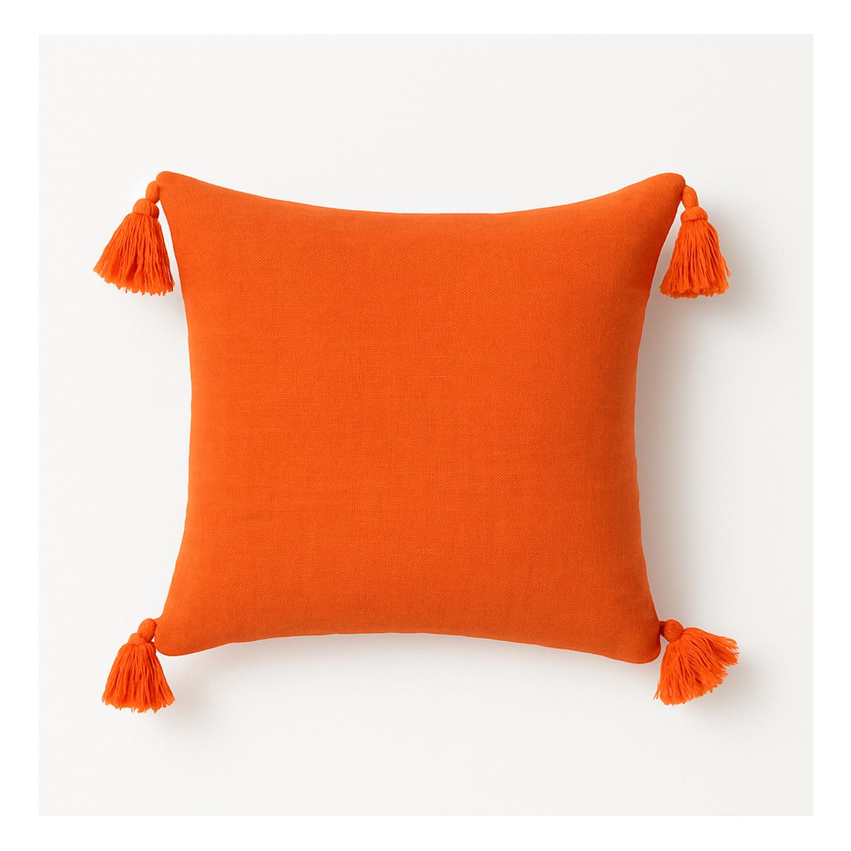ALTERNATIVE - Funda Cojín 45x45 - Naranja con Borlas Decorativas - 615