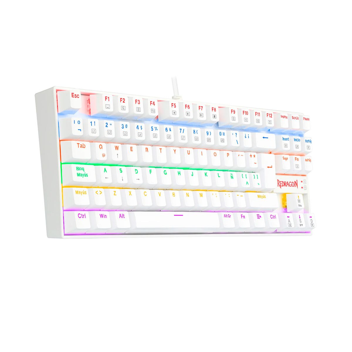 REDRAGON - Teclado Gamer Redragon Kumara 2 K552R-SP Rainbow Blanco Español