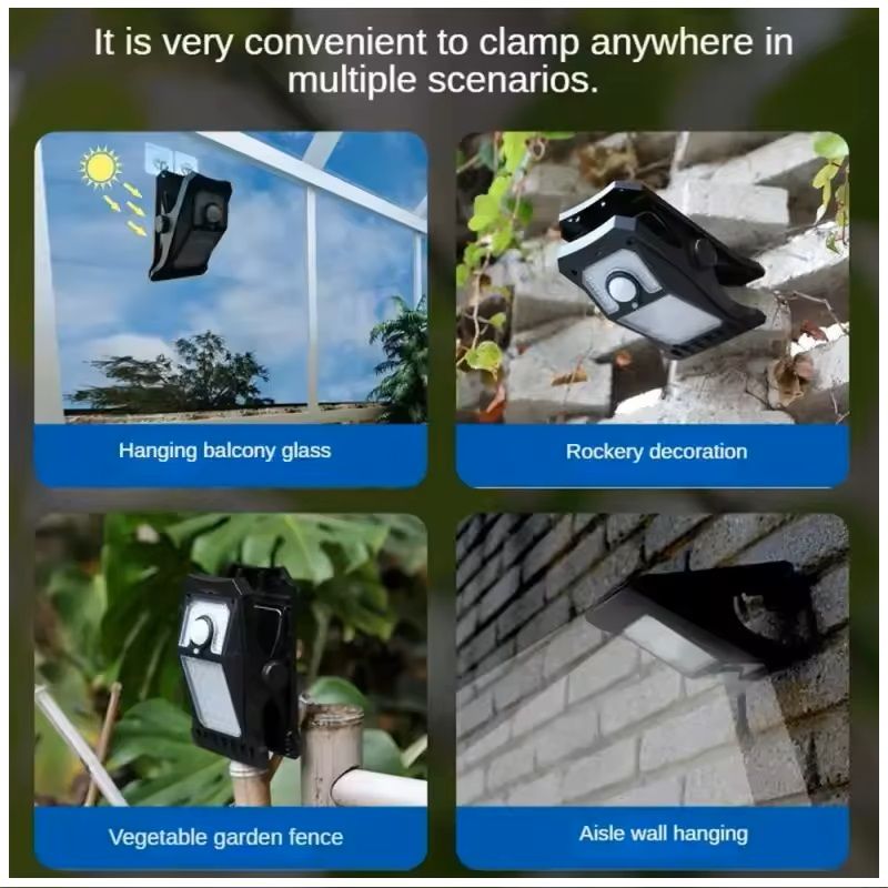 GENERICO - Luz Solar LED Clip Exterior 2000mah 10mil Horas Iluminación Luz Fría
