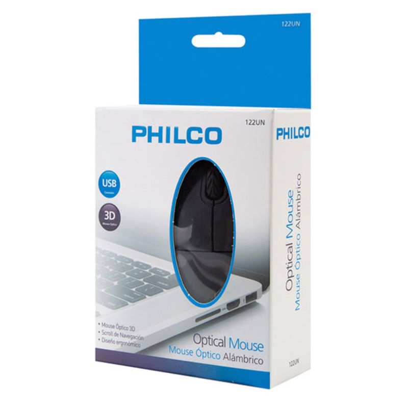 PHILCO - Mouse Optico Philco Usb Ergonómico - Negro
