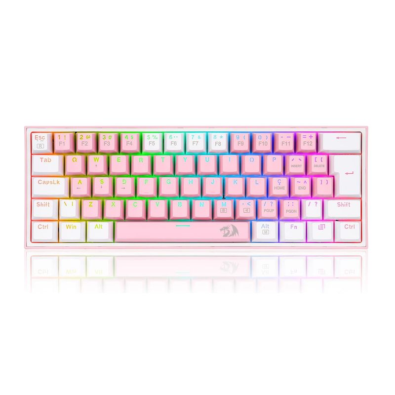REDRAGON - Teclado Gamer Redragon K617 Fizz RGB PinkWhite.