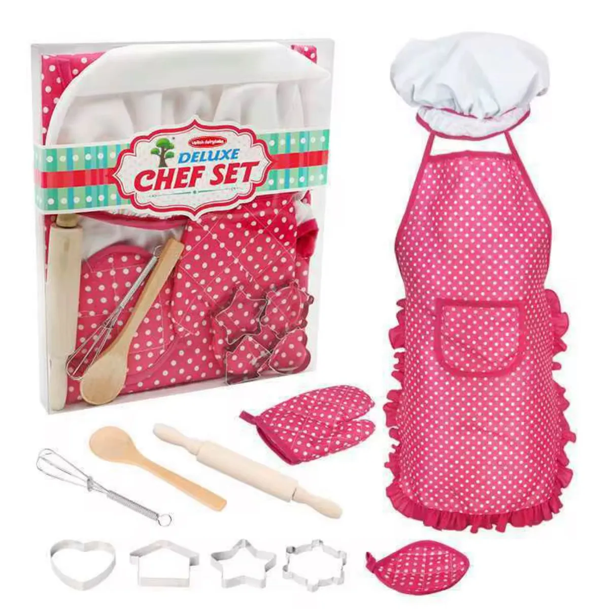 GENERICO - Set De Repostería Y Cocina Con Delantal Juego Niños ROSADO