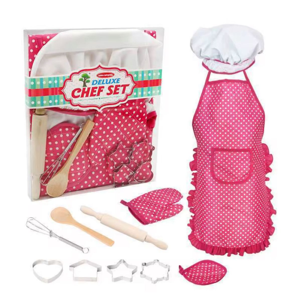 GENERICO - Set De Repostería Y Cocina Con Delantal Juego Niños ROSADO