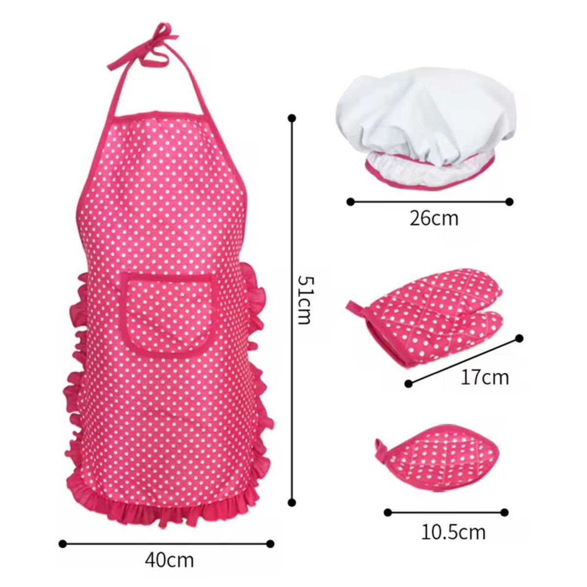 GENERICO - Set De Repostería Y Cocina Con Delantal Juego Niños ROSADO