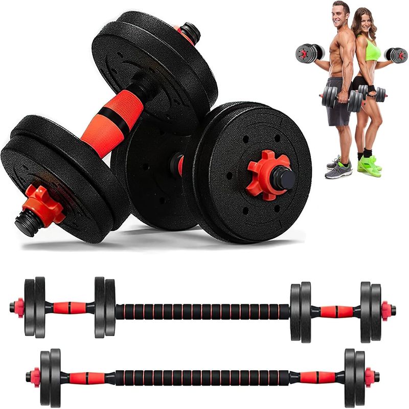 GENERICO - Set De Mancuernas Unibles De 10kg Con Barra De Extensión