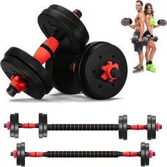 GENERICO - Set De Mancuernas Unibles De 10kg Con Barra De Extensión