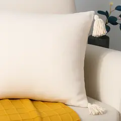 ALTERNATIVE - Funda De Cojín 45x45cm Diseño Delicado Beige Con Borlas 615