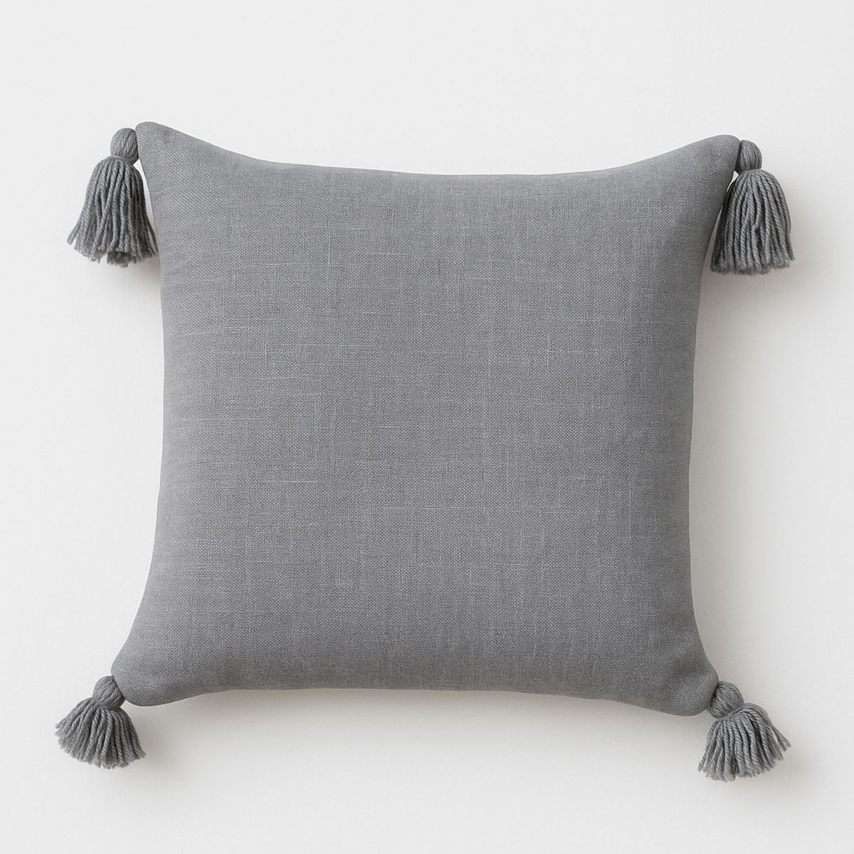 ALTERNATIVE - Funda De Cojín 45x45 Cm Diseño Moderno Gris Con Borlas 615