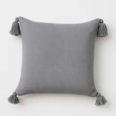 ALTERNATIVE - Funda De Cojín 45x45 Cm Diseño Moderno Gris Con Borlas 615