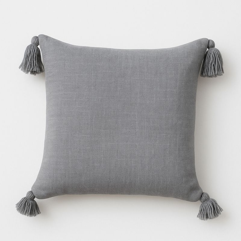 ALTERNATIVE - Funda De Cojín 45x45 Cm Diseño Moderno Gris Con Borlas 615