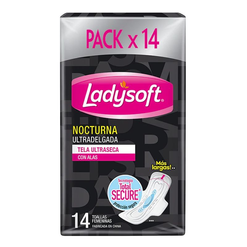 LADYSOFT - Toallas Higiénicas Nocturna Ladysoft Ultradelgada 14unid.-