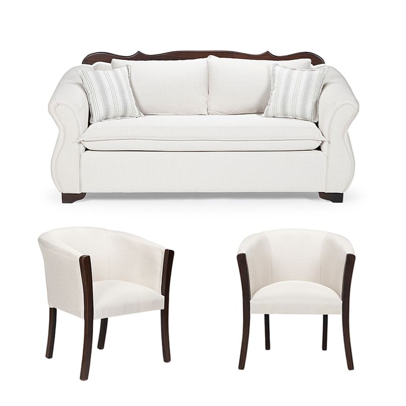 SITIAL HOME - Juego de Living 311 Afgano crudo,sofa 3 c resortes + 2 sitiales madera
