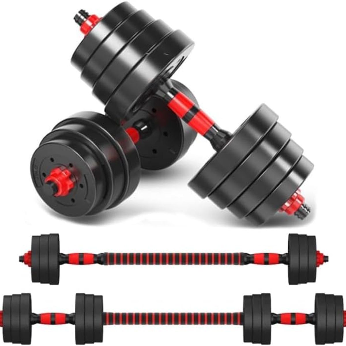 GENERICO - Set De Mancuernas Unibles De 30kg Con Barra De Extensión